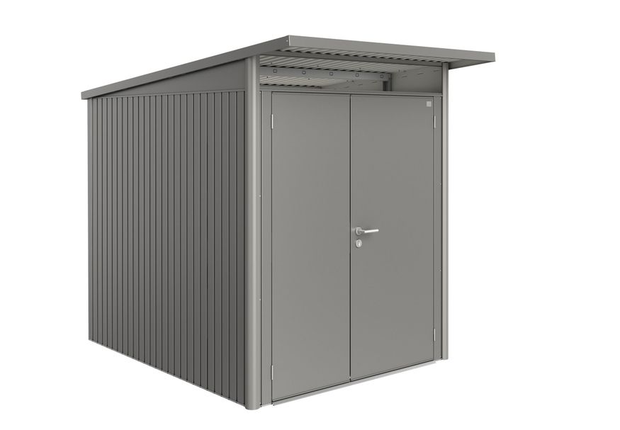 Biohort AvantGarde A2 metalen tuinhuis kwartsgrijs metallic dubbele deur Foto van Biohort AvantGarde A2 metalen tuinhuis kwartsgrijs metallic dubbele deur