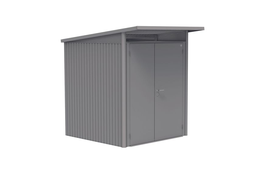 Biohort AvantGarde A1 metalen tuinhuis kwartsgrijs metallic dubbele deur Foto van Biohort AvantGarde A1 metalen tuinhuis kwartsgrijs metallic dubbele deur