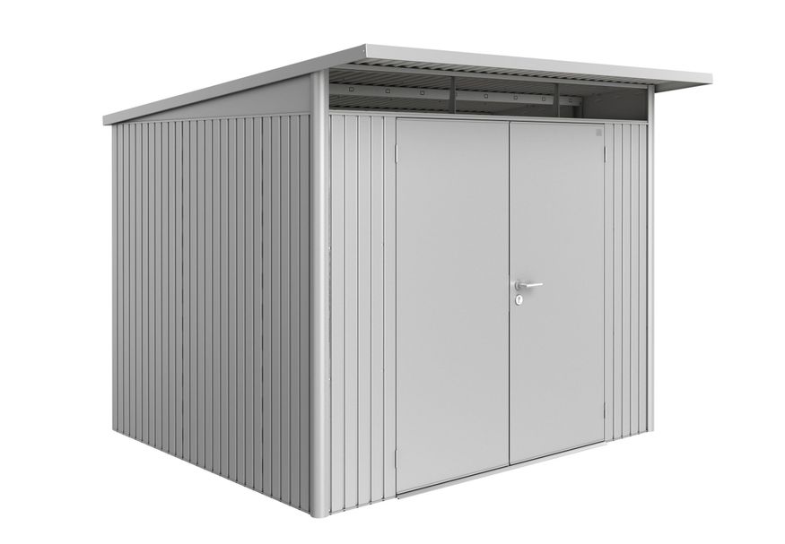 Biohort AvantGarde A6 metalen tuinhuis zilver metallic dubbele deur Foto van Biohort AvantGarde A6 metalen tuinhuis zilver metallic dubbele deur
