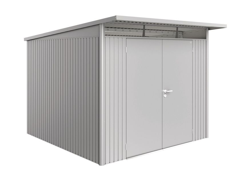 Biohort AvantGarde A7 metalen tuinhuis zilver metallic dubbele deur Foto van Biohort AvantGarde A7 metalen tuinhuis zilver metallic dubbele deur