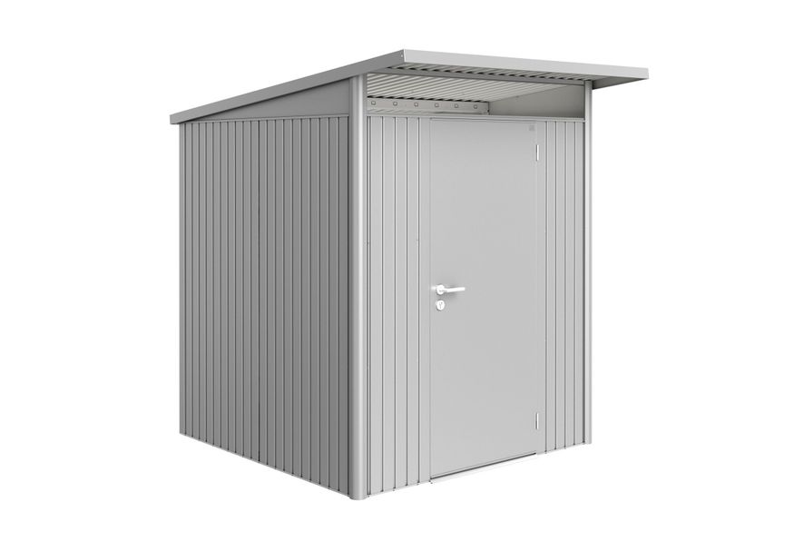 Biohort AvantGarde A1 metalen tuinhuis zilver metallic enkele deur Foto van Biohort AvantGarde A1 metalen tuinhuis zilver metallic enkele deur
