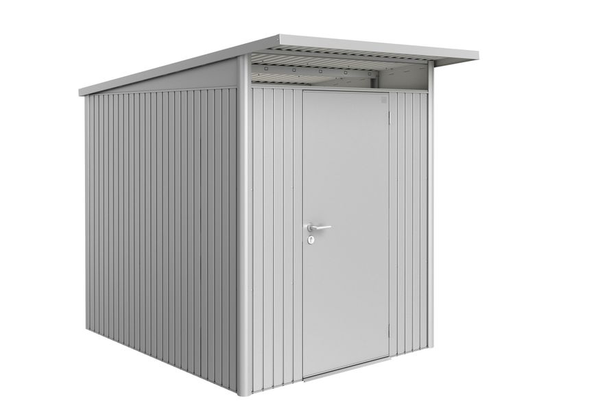 Biohort AvantGarde A2 metalen tuinhuis zilver metallic enkele deur Foto van Biohort AvantGarde A2 metalen tuinhuis zilver metallic enkele deur
