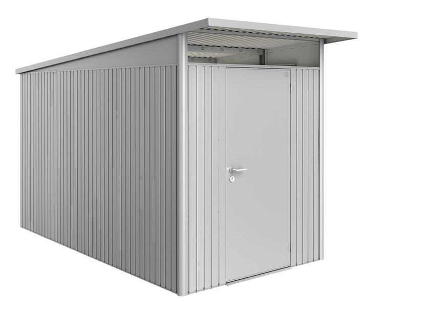 Biohort AvantGarde A4 metalen tuinhuis zilver metallic enkele deur Foto van Biohort AvantGarde A4 metalen tuinhuis zilver metallic enkele deur