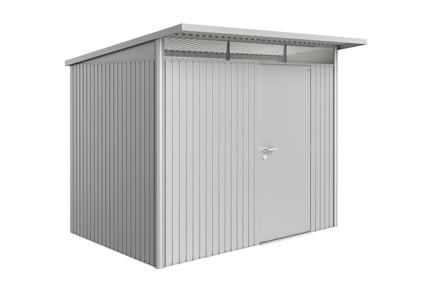 Biohort AvantGarde A5 metalen tuinhuis zilver metallic enkele deur Foto van Biohort AvantGarde A5 metalen tuinhuis zilver metallic enkele deur