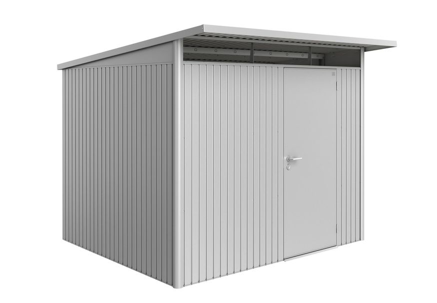 Biohort AvantGarde A6 metalen tuinhuis zilver metallic enkele deur Foto van Biohort AvantGarde A6 metalen tuinhuis zilver metallic enkele deur