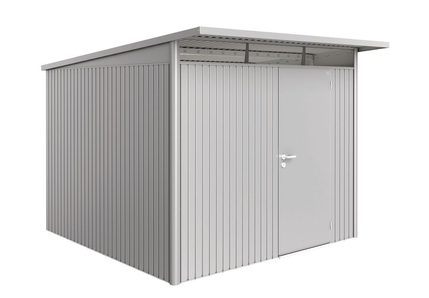 Biohort AvantGarde A7 metalen tuinhuis zilver metallic enkele deur Foto van Biohort AvantGarde A7 metalen tuinhuis zilver metallic enkele deur