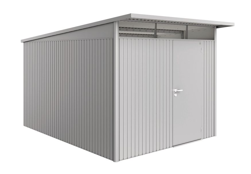 Biohort AvantGarde A8 metalen tuinhuis zilver metallic enkele deur Foto van Biohort AvantGarde A8 metalen tuinhuis zilver metallic enkele deur
