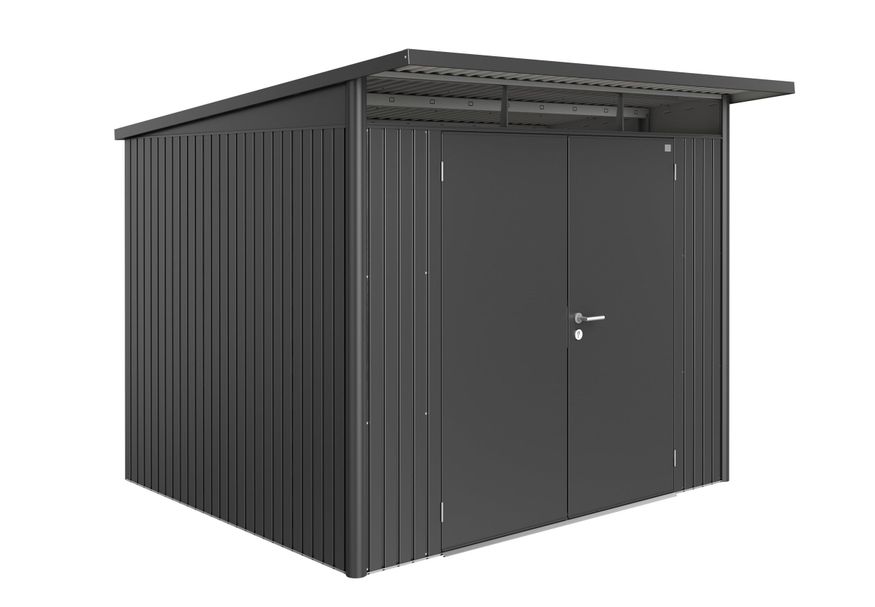 Biohort AvantGarde A6 metalen tuinhuis donkergrijs metallic dubbele deur Foto van Biohort AvantGarde A6 metalen tuinhuis donkergrijs metallic dubbele deur