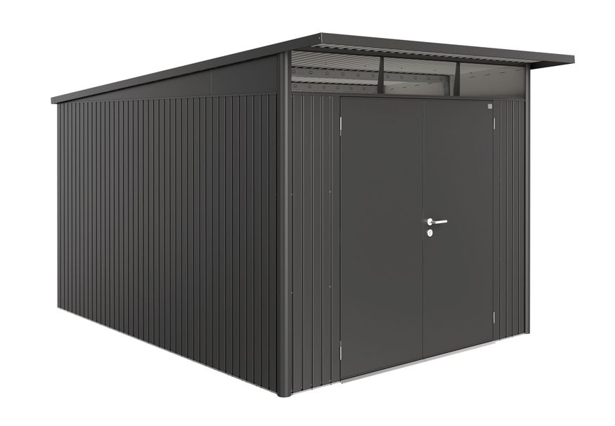 Biohort AvantGarde A8 metalen tuinhuis donkergrijs metallic dubbele deur Foto van Biohort AvantGarde A8 metalen tuinhuis donkergrijs metallic dubbele deur