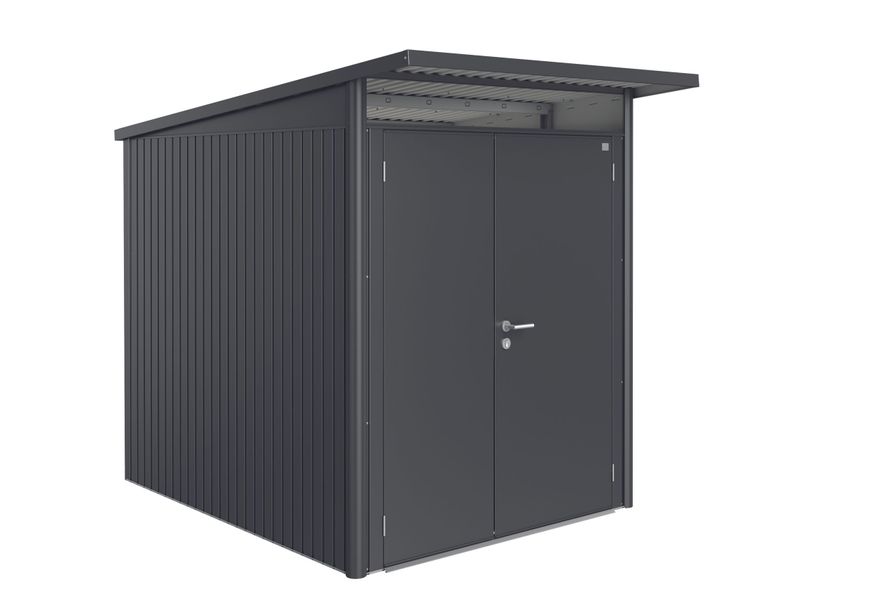 Biohort AvantGarde A2 metalen tuinhuis donkergrijs metallic dubbele deur Foto van Biohort AvantGarde A2 metalen tuinhuis donkergrijs metallic dubbele deur
