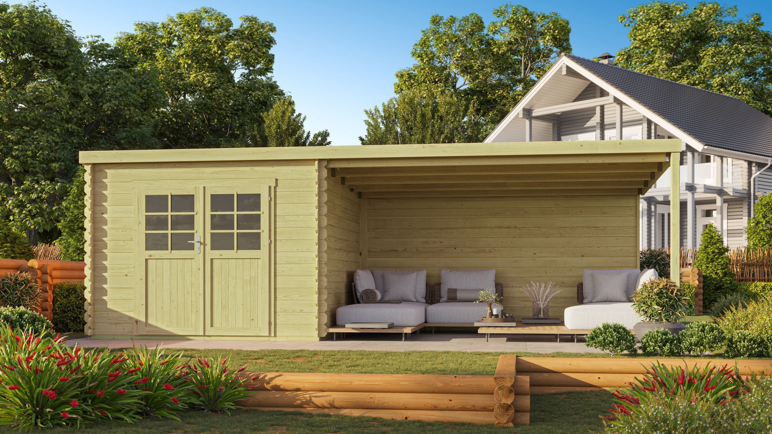 Foto van Debro tuinhuis met overkapping Avignon - Hoge druk geïmpregneerd