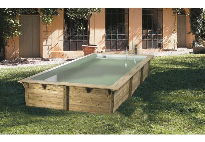 Ubbink Azura 505 x 350 x 126 cm compleet met beige liner en uitrusting Foto van Ubbink Azura 505 x 350 x 126 cm compleet met beige liner en uitrusting