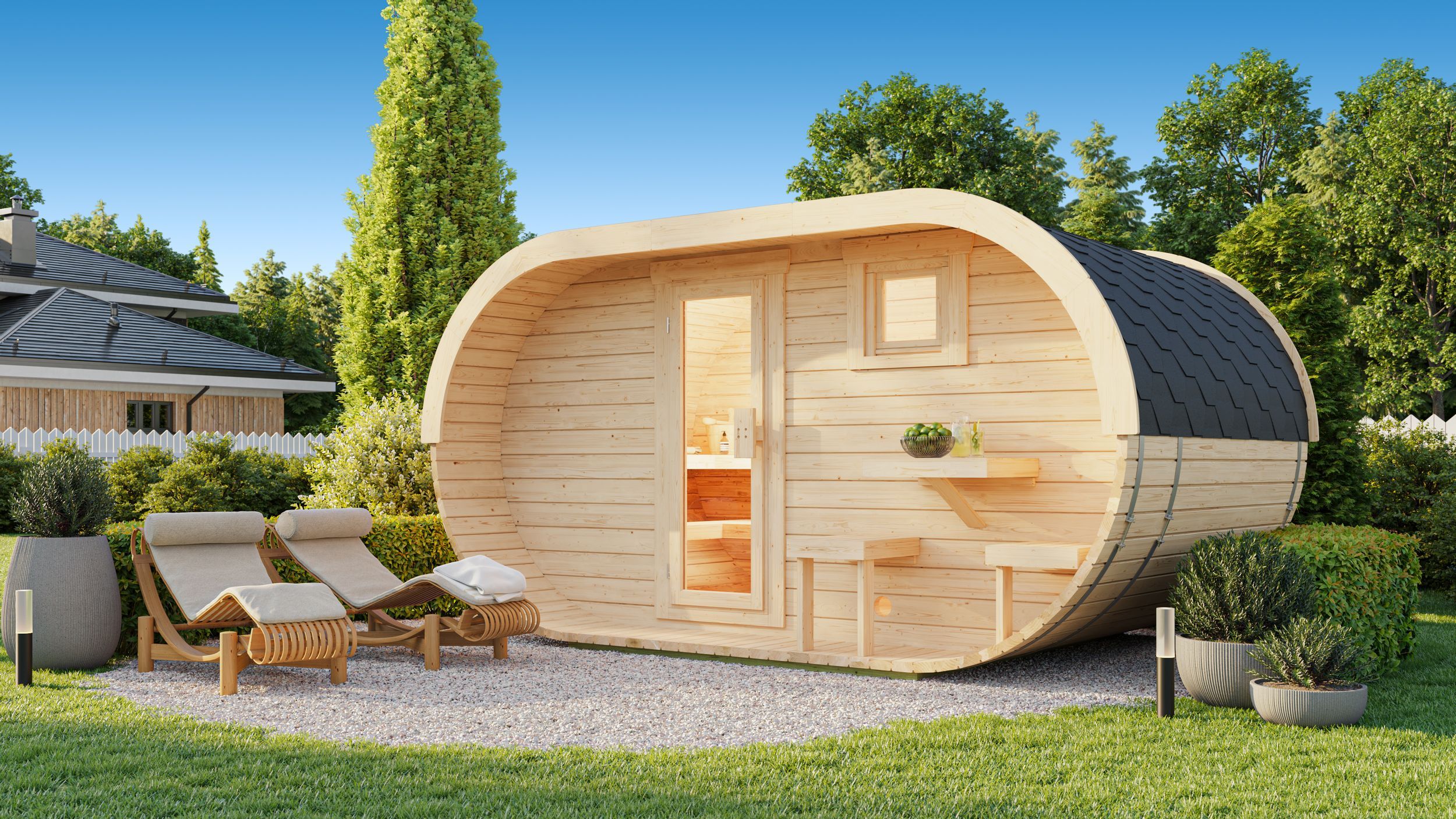 Foto van Ilogreen barrelsauna Ovaal - met terras