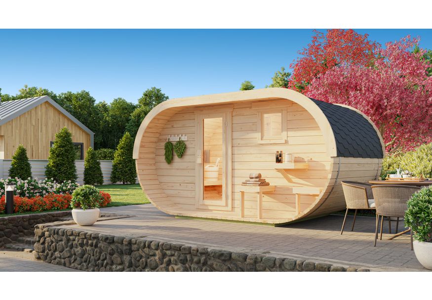 Ilogreen Barrel Ovaal 402x240 cm, twee kamers + terras Foto van Ilogreen Barrel Ovaal 402x240 cm, twee kamers + terras