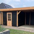 Foto van WoodAcademy tuinhuis met overkapping Baron nero 600x300 cm
