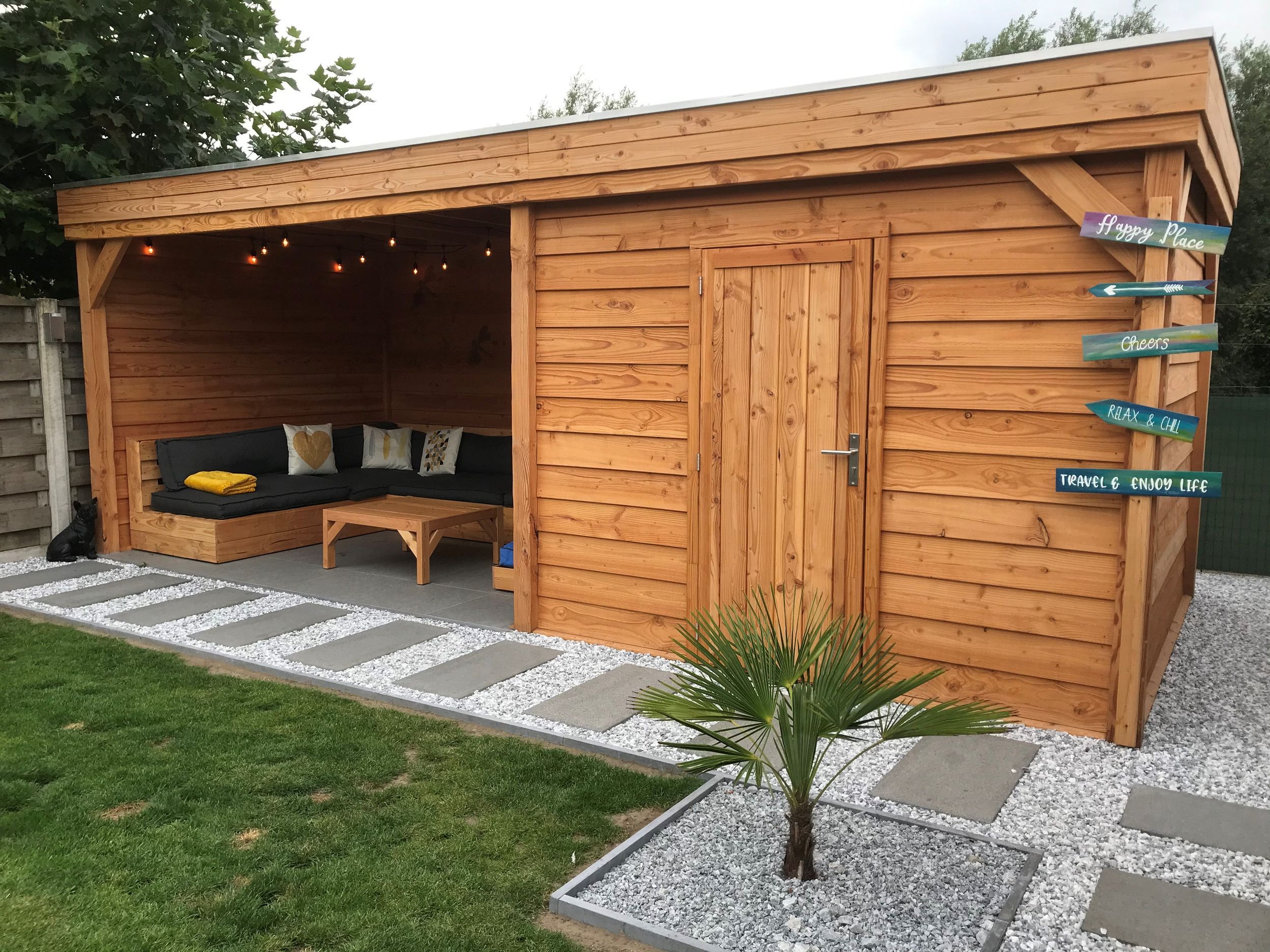 Foto van WoodAcademy tuinhuis met overkapping Baron 800x300 cm