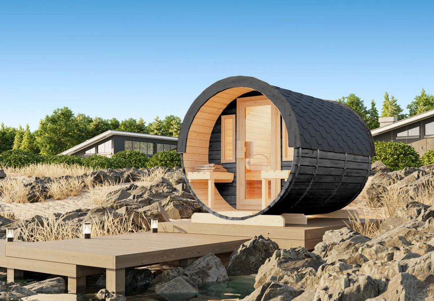 Ilogreen Barrelsauna Eco, 190x200 cm Foto van Ilogreen Barrelsauna Eco, 190x200 cm