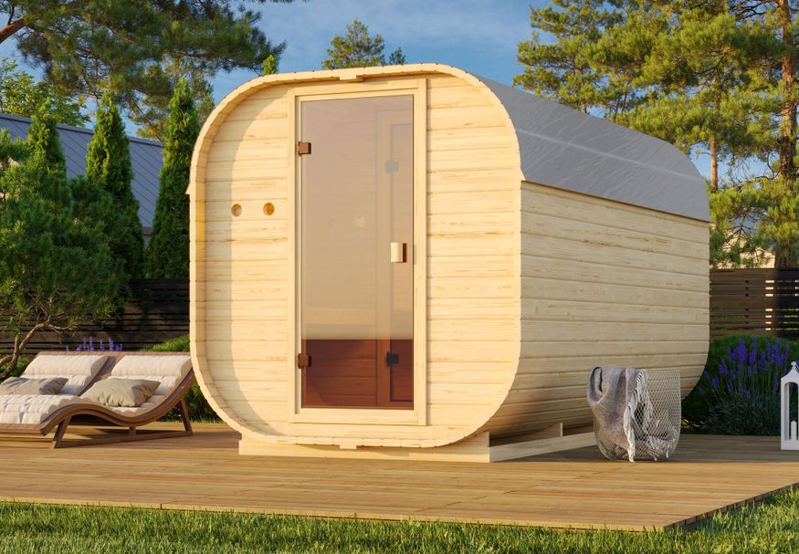 Karibu barrelsauna Quadro 3 (110) Foto van Karibu barrelsauna Quadro 3 (110)