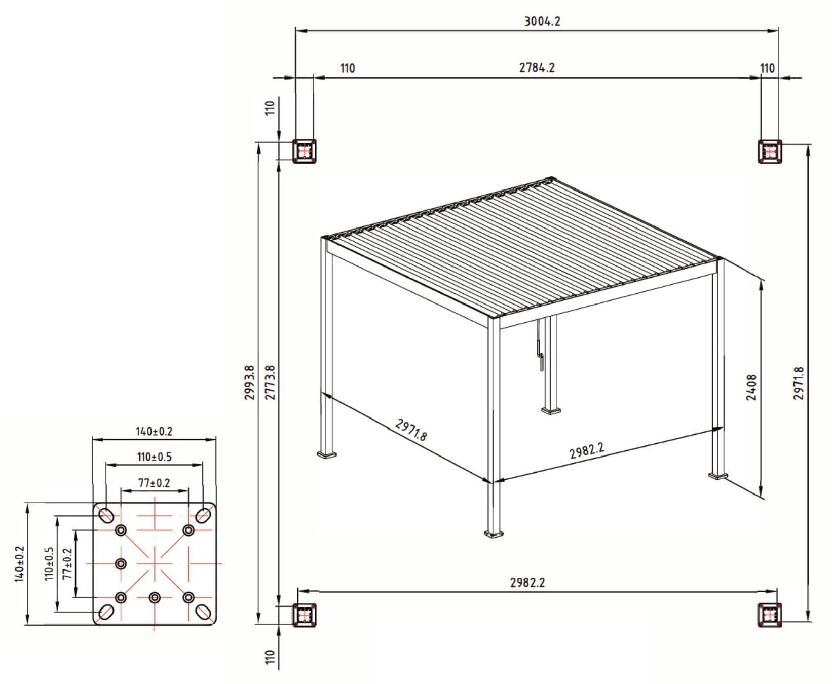 Foto van Sorara Mirador Basic 3x3 Aluminium Overkapping Wit