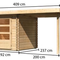 Foto der Karibu 91492 Bastrup 1 Gartenhaus mit Seitenmarkise 200cm
