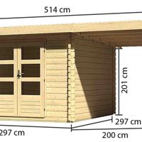 Foto der Karibu 73990 Bastrup 5 Gartenhaus mit Seitenmarkise 200cm