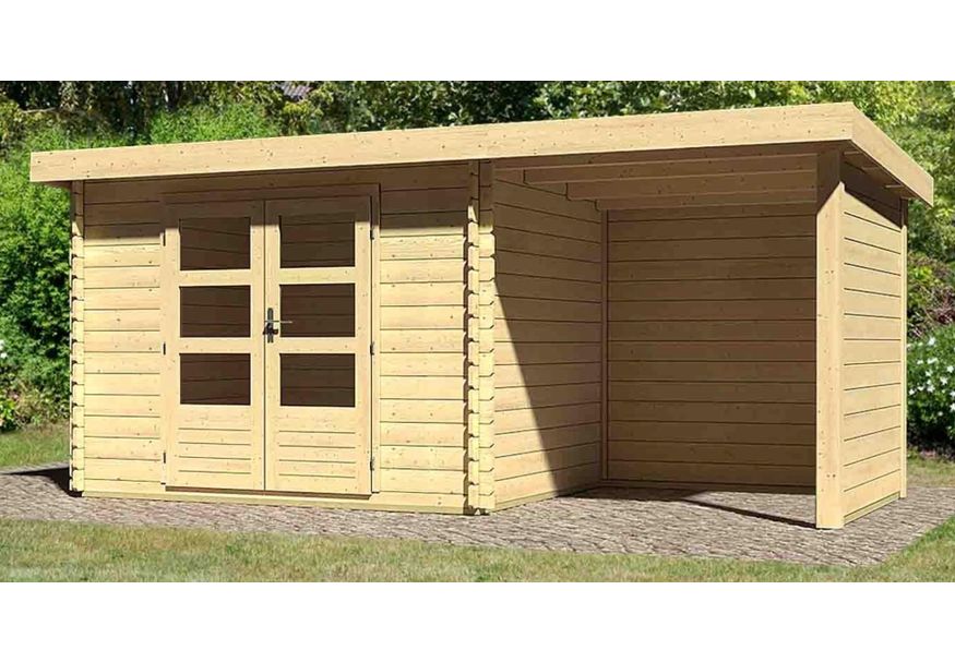 Karibu Bastrup 3 tuinhuis met overkapping 200 cm - zij en achterwand (73330) Foto van Karibu Bastrup 3 tuinhuis met overkapping 200 cm - zij en achterwand (73330)