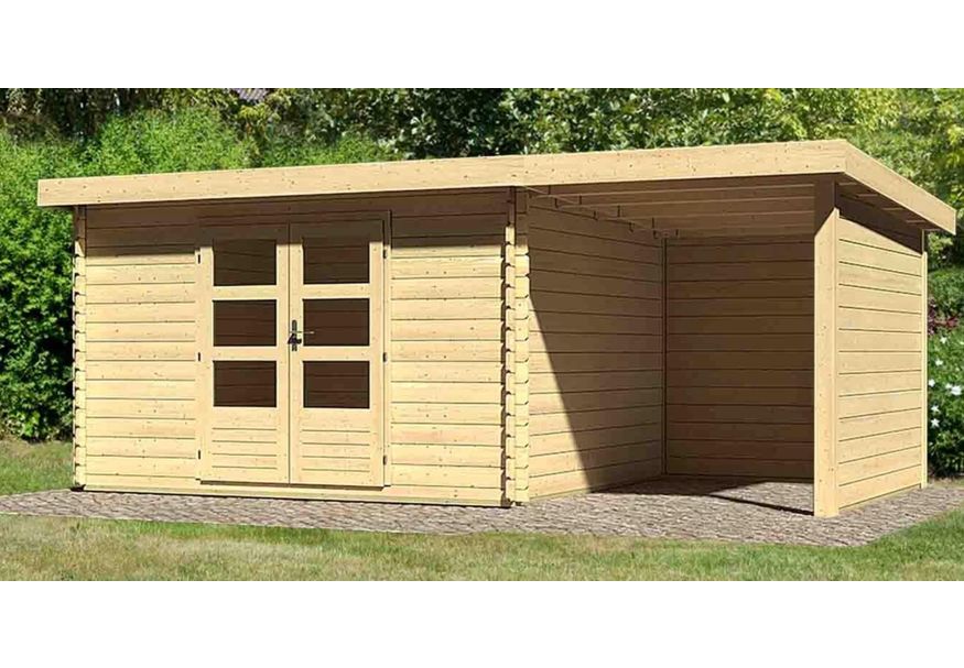 Karibu Bastrup 7 tuinhuis met overkapping 200 cm - zij en achterwand (78674) Foto van Karibu Bastrup 7 tuinhuis met overkapping 200 cm - zij en achterwand (78674)