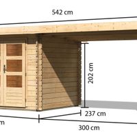 Foto van Karibu 91530 Bastrup 2 Blokhut met zijluifel 300cm