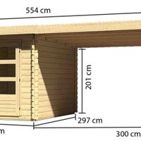 Foto van Karibu 73298 Bastrup 4 Blokhut met zijluifel 300cm
