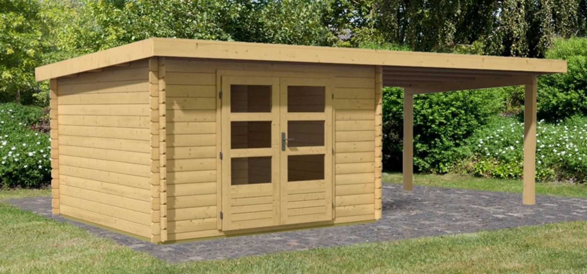 Foto van Karibu 73299 Bastrup 5 blokhut met overkapping