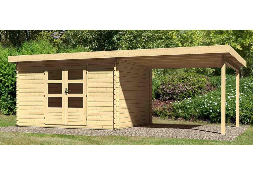 Karibu Bastrup 7 tuinhuis met overkapping 300 cm (73308) Foto van Karibu Bastrup 7 tuinhuis met overkapping 300 cm (73308)