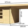 Foto von Karibu Bastrup 7 Gartenhaus mit Anbaudach 300 cm (73308)