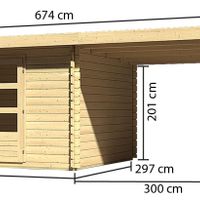 Foto van Karibu 73308 Bastrup 7 Blokhut zijluifel 300cm