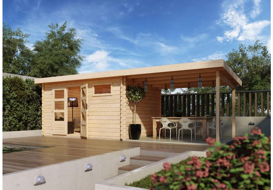 Foto van Karibu Bastrup 8 tuinhuis met overkapping 300 cm (79315)