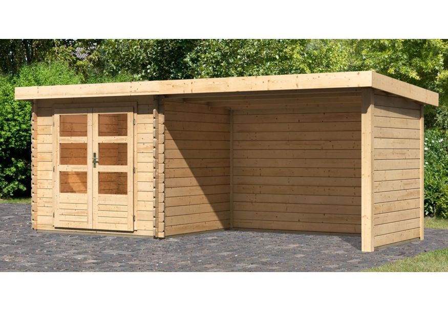 Karibu Bastrup 2 tuinhuis met overkapping 300 cm - zij en achterwand (91531) Foto van Karibu Bastrup 2 tuinhuis met overkapping 300 cm - zij en achterwand (91531)