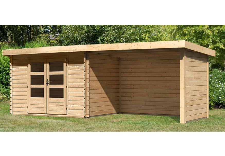 Karibu Bastrup 3 tuinhuis met overkapping 300 cm - zij en achterwand (91533) Foto van Karibu Bastrup 3 tuinhuis met overkapping 300 cm - zij en achterwand (91533)