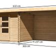 Foto van Karibu Bastrup 3 tuinhuis met overkapping 300 cm - zij en achterwand (91533)