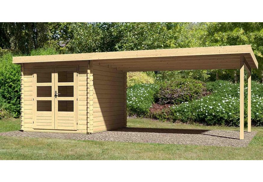 Foto van Karibu Bastrup 4 tuinhuis met overkapping 400 cm (77805)