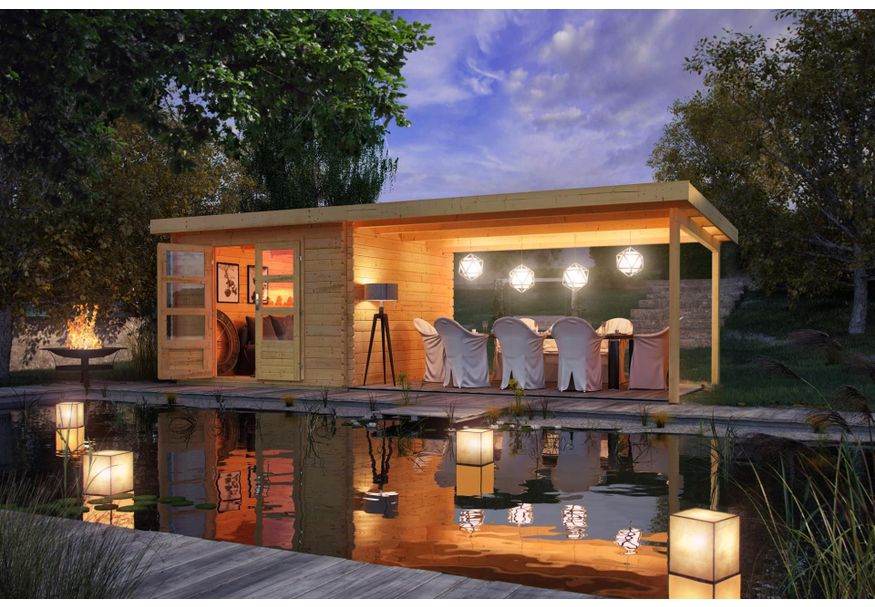 Karibu Bastrup 5 tuinhuis met overkapping 400 cm (73991) Foto van Karibu Bastrup 5 tuinhuis met overkapping 400 cm (73991)