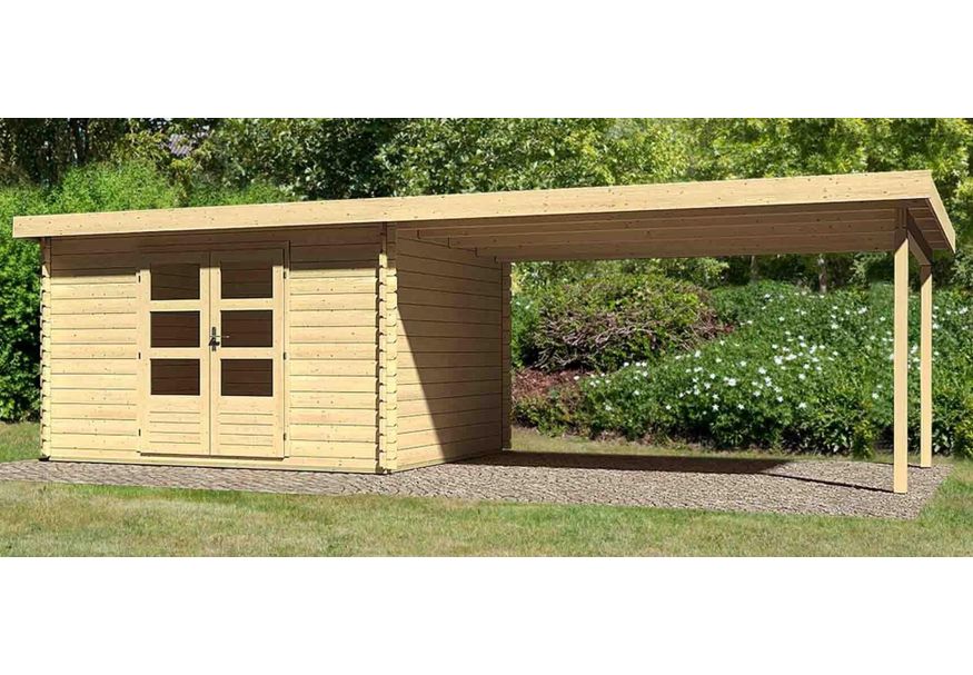 Foto van Karibu Bastrup 7 tuinhuis met overkapping 400 cm (77807)