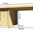 Foto von Karibu Bastrup 7 Gartenhaus mit Anbaudach 400 cm (77807)