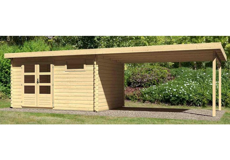 Karibu Bastrup 8 tuinhuis met overkapping 400 cm (78678) Foto van Karibu Bastrup 8 tuinhuis met overkapping 400 cm (78678)