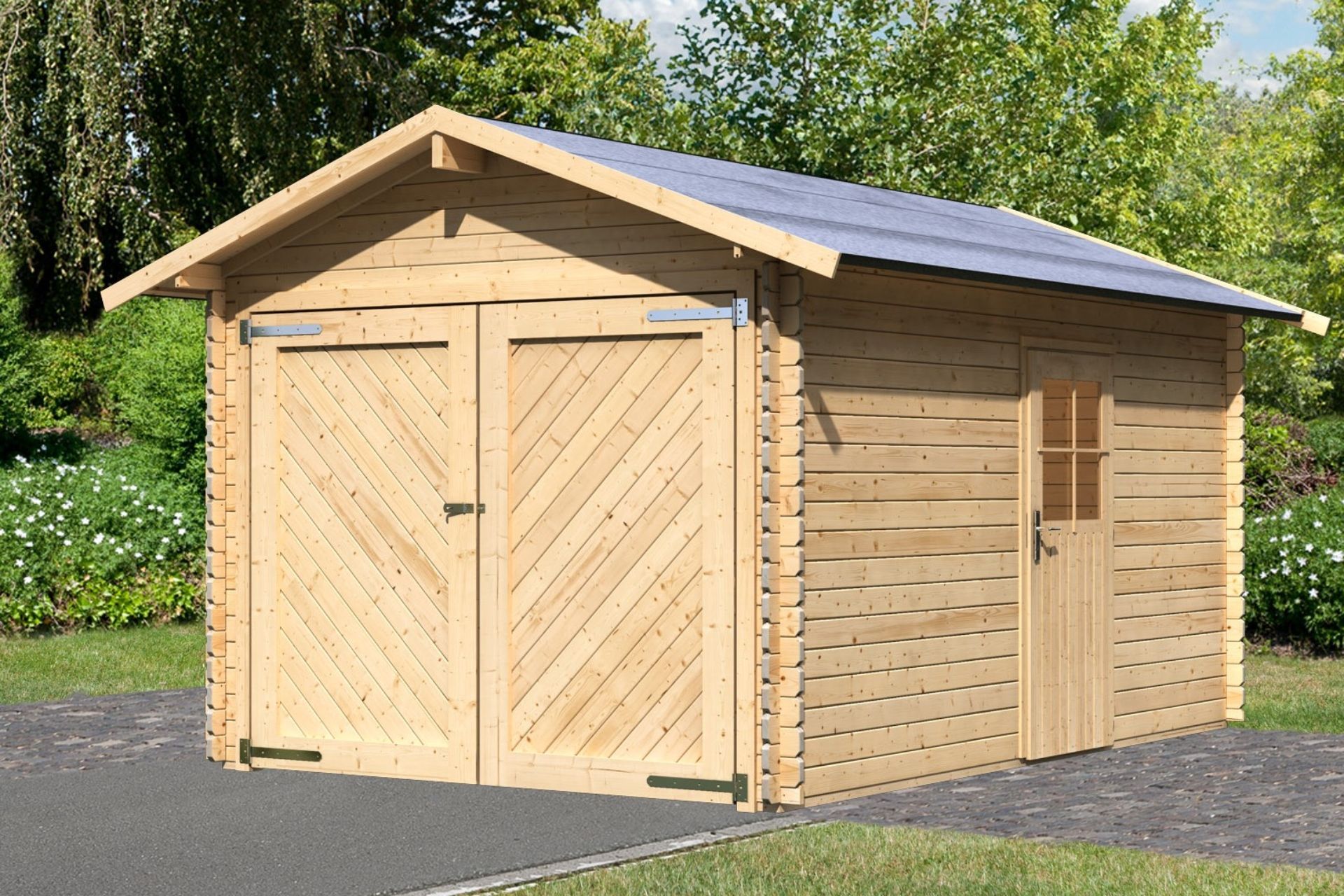 Foto van Karibu Houten Blokhutgarage 54133