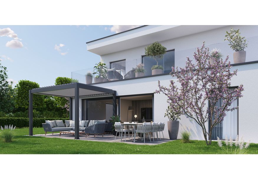 Foto van Biohort Pergola 300 x 300 cm Donkergrijs metallic