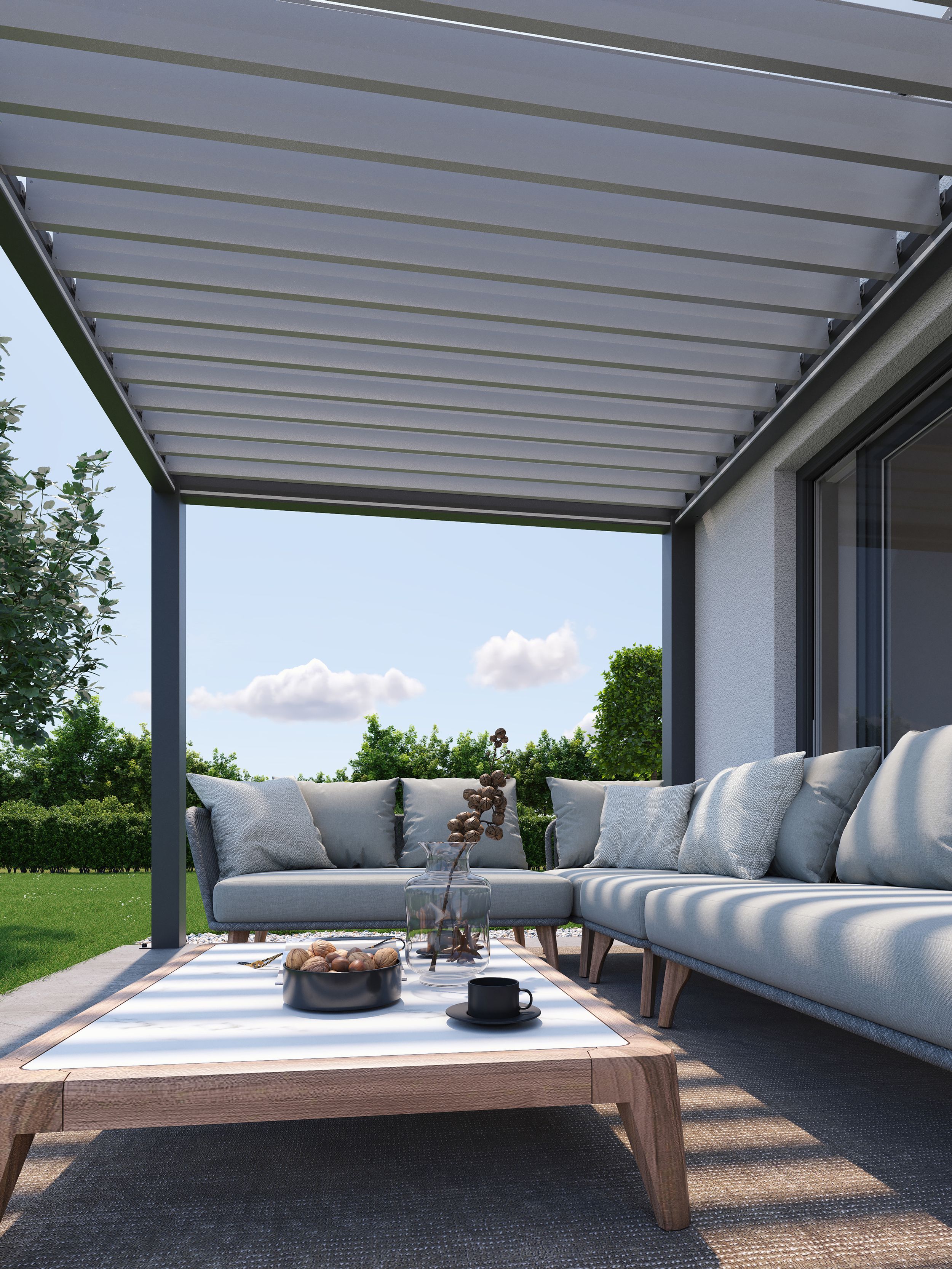 Foto van Biohort Pergola 300 x 300 cm Donkergrijs metallic