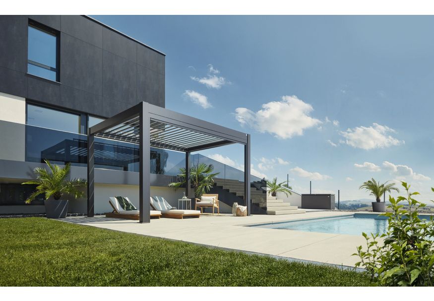 Foto van Biohort Pergola 400 x 300 cm Donkergrijs metallic