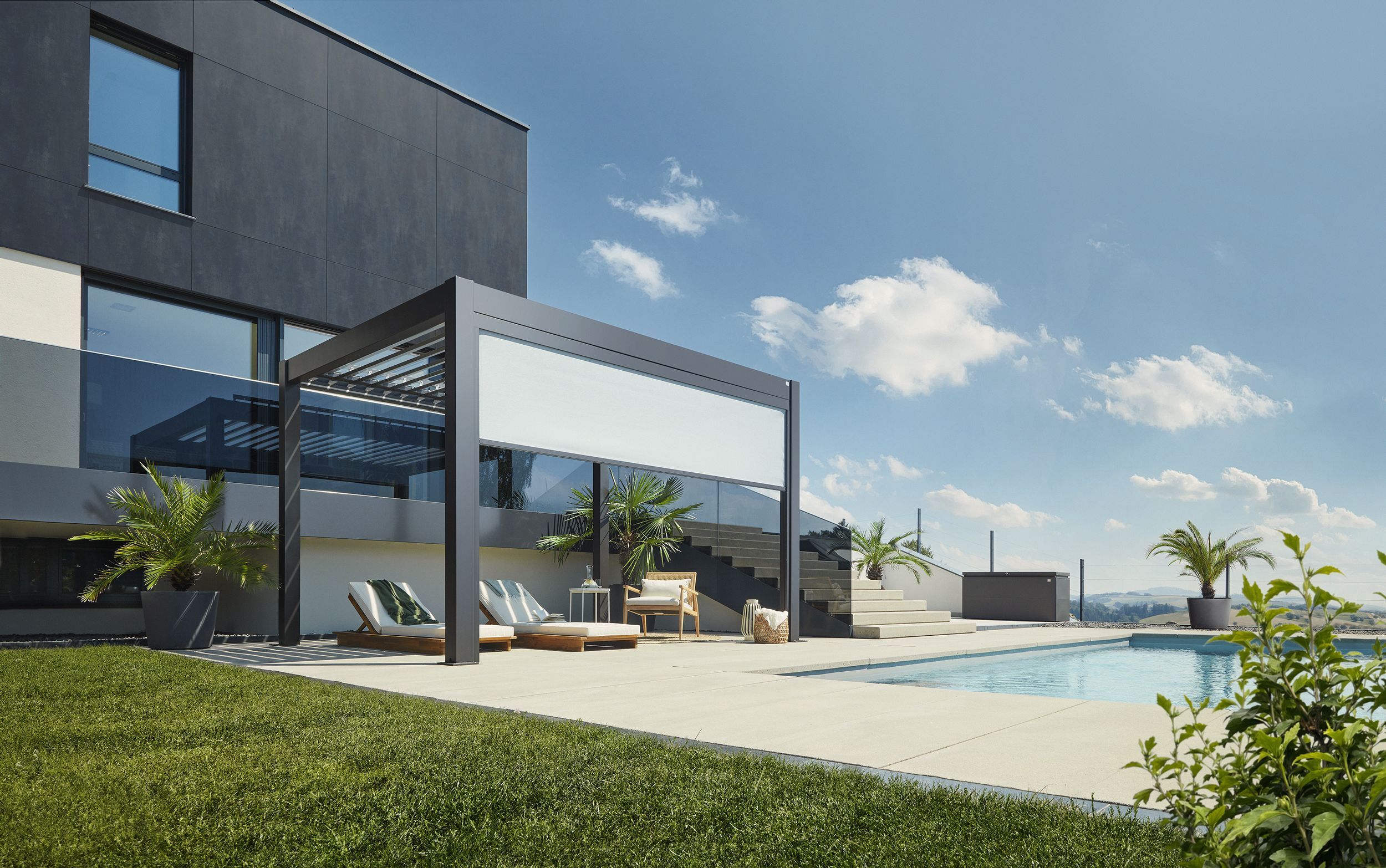 Foto van Biohort Pergola 400 x 300 cm Donkergrijs metallic