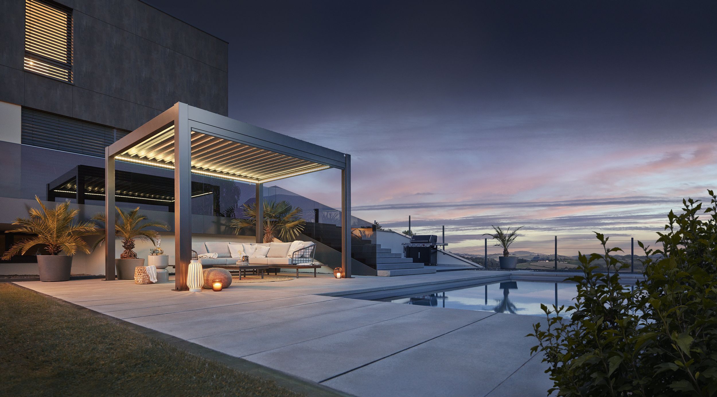 Foto van Biohort Pergola 400 x 300 cm Donkergrijs metallic