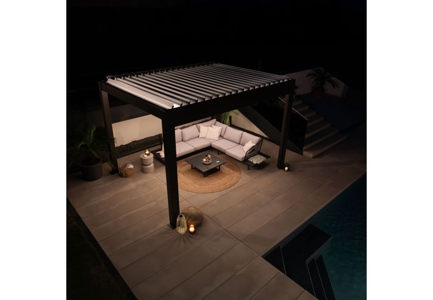 Foto van Biohort Pergola 300 x 350 cm Kwartsgrijs metallic