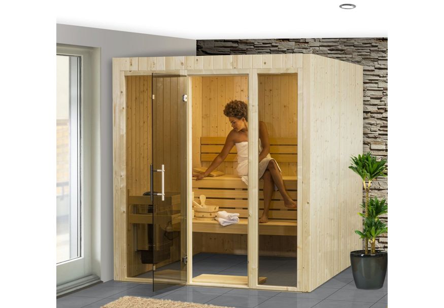 Hot Orange binnensauna Blossom 186x211 cm Foto van Hot Orange binnensauna Blossom 186x211 cm